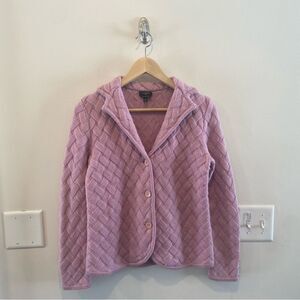 Talbots sweater cardigan women’s size small petite 100% merino wool lavendar